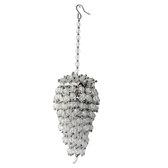 Christmas Cascading Beaded Chandelier Ornament VTG Tea Ball Glam Chic Decor - Picture 1 of 9